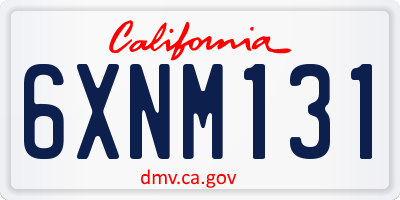 CA license plate 6XNM131