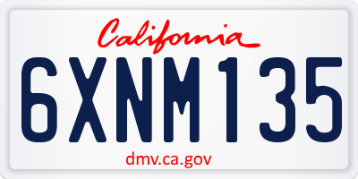 CA license plate 6XNM135