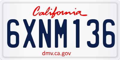 CA license plate 6XNM136