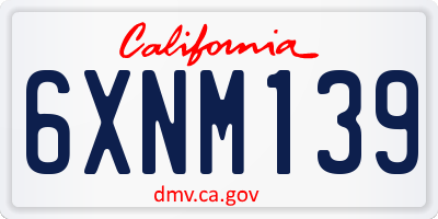 CA license plate 6XNM139