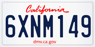 CA license plate 6XNM149