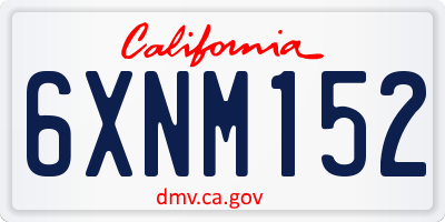 CA license plate 6XNM152