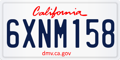 CA license plate 6XNM158