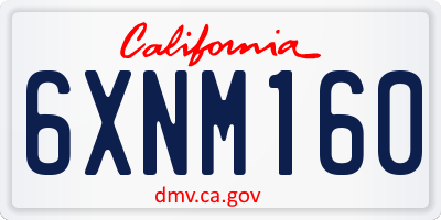 CA license plate 6XNM160