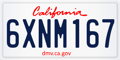 CA license plate 6XNM167