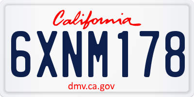 CA license plate 6XNM178