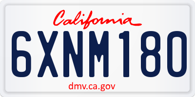 CA license plate 6XNM180