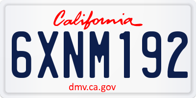 CA license plate 6XNM192