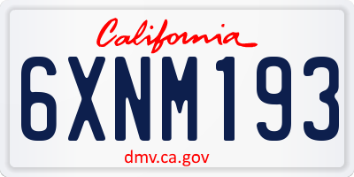 CA license plate 6XNM193