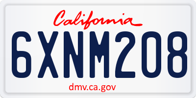 CA license plate 6XNM208
