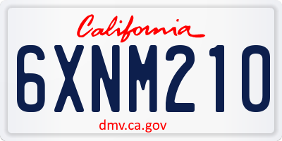 CA license plate 6XNM210