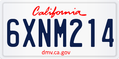 CA license plate 6XNM214