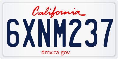 CA license plate 6XNM237