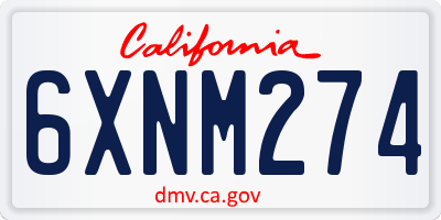 CA license plate 6XNM274