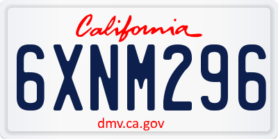 CA license plate 6XNM296