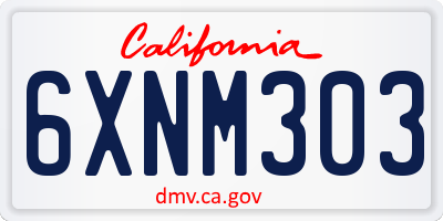 CA license plate 6XNM303