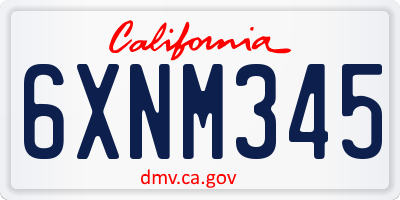 CA license plate 6XNM345