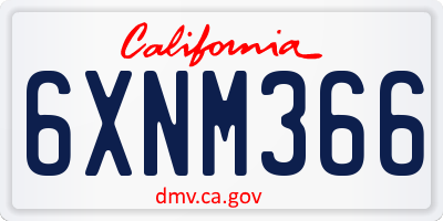 CA license plate 6XNM366
