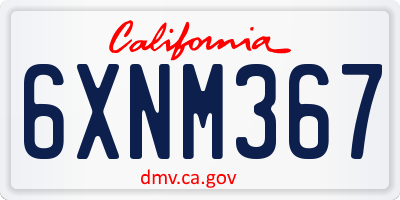 CA license plate 6XNM367