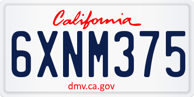CA license plate 6XNM375