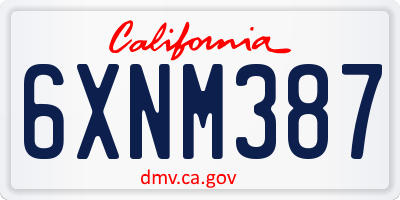 CA license plate 6XNM387