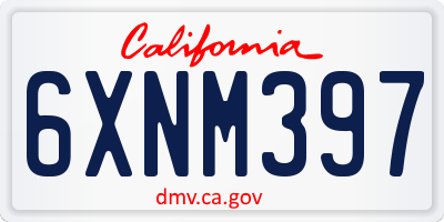 CA license plate 6XNM397