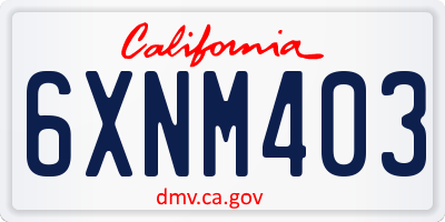 CA license plate 6XNM403