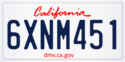 CA license plate 6XNM451