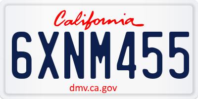 CA license plate 6XNM455
