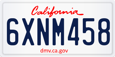CA license plate 6XNM458