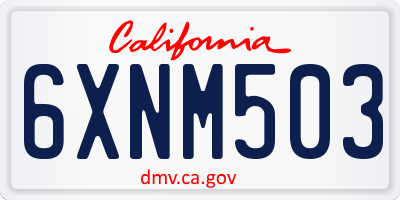 CA license plate 6XNM503