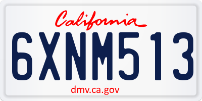 CA license plate 6XNM513