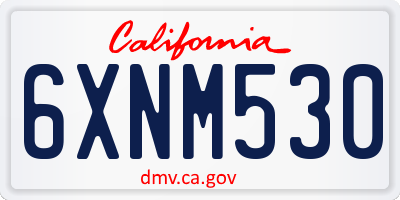 CA license plate 6XNM530