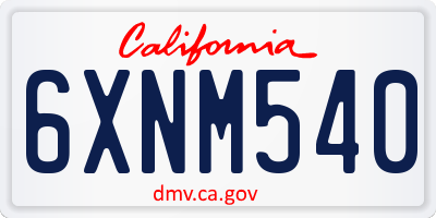 CA license plate 6XNM540