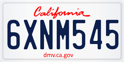 CA license plate 6XNM545