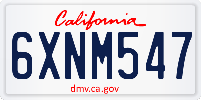 CA license plate 6XNM547