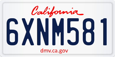 CA license plate 6XNM581