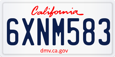 CA license plate 6XNM583