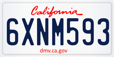 CA license plate 6XNM593