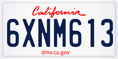 CA license plate 6XNM613