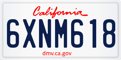 CA license plate 6XNM618