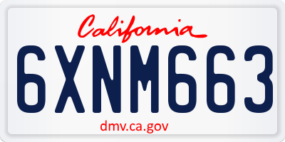 CA license plate 6XNM663