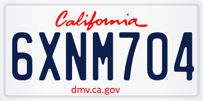 CA license plate 6XNM704