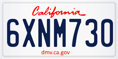 CA license plate 6XNM730