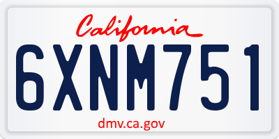 CA license plate 6XNM751
