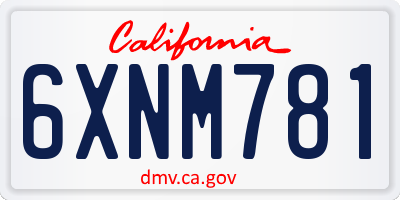 CA license plate 6XNM781