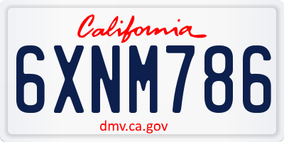 CA license plate 6XNM786