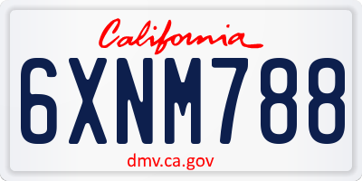 CA license plate 6XNM788