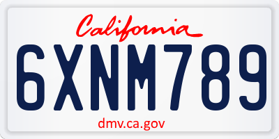 CA license plate 6XNM789