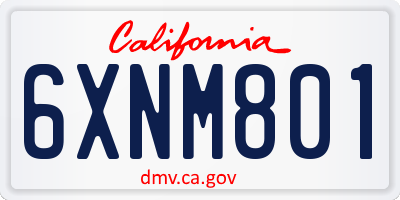 CA license plate 6XNM801